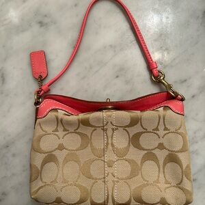 Coach Beige and Coral Shoulder Bag